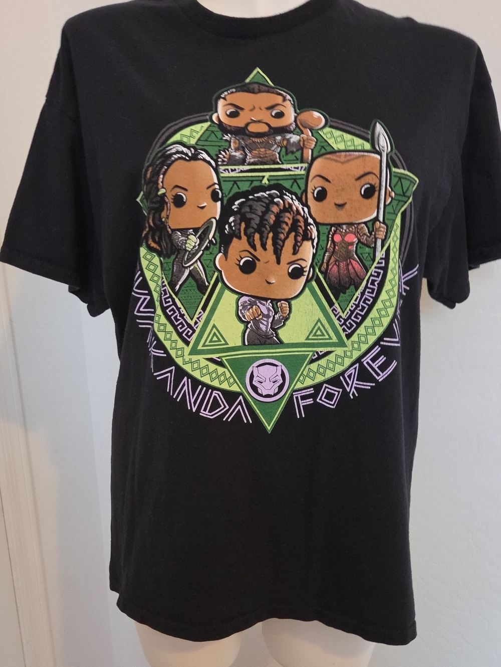 pop Black Short-Sleeve Graphic Tee with Green and Purple Artwork